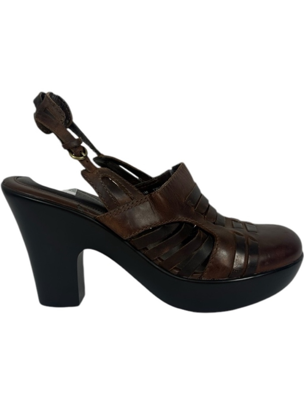 Tommy Hilfiger Brown Leather Round Toe Platform Slingback Shoes Size 8.5 Y2K 90s